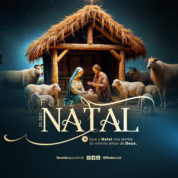 FELIZ NATAL RELIGIOSO 25 DE DEZEMBRO SOCIAL MEDIA PSD EDITÁVEL