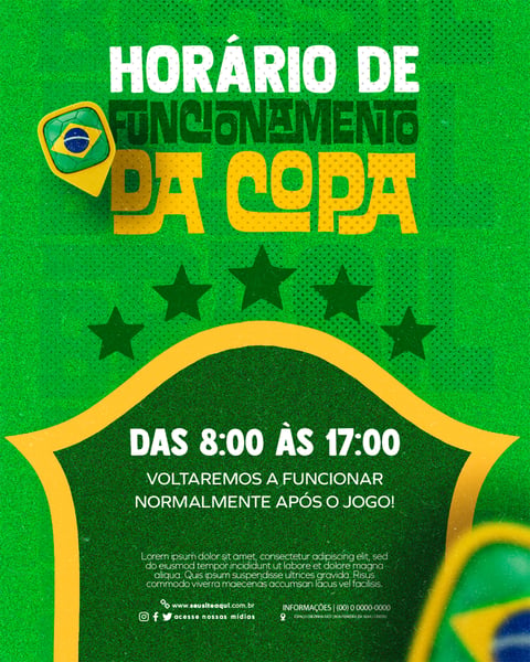 HORÁRIO DE FUNCIONAMENTO DA COPA