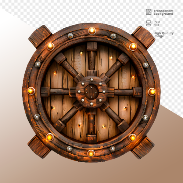 RODA DE MADEIRA COM LUZ - ELEMENTO 3D PARA COMPOSIÇÃO - WOOD