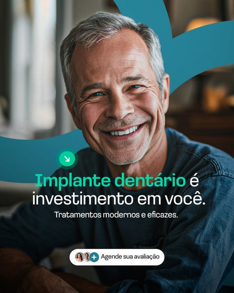 IMPLANTE DENTÁRIO TRATAMENTO ODONTOLOGIA SOCIAL MEDIA PSD EDITÁVEL