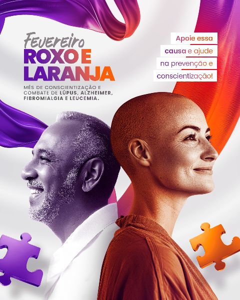 CAMPANHA  FEVEREIRO ROXO E LARANJA -  SOCIAL MEDIA