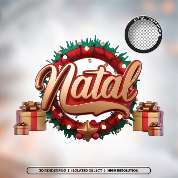 QAH SELO 3D RENDER FELIZ NATAL ELEMENTO ÍCONE PSD PNG (779)