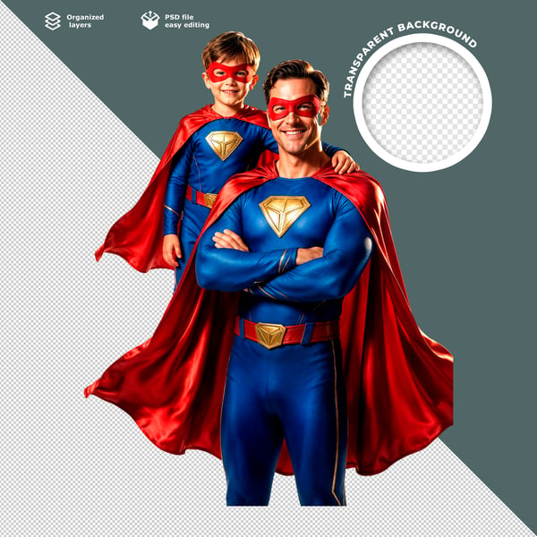 POST FEED SUPER HERÓIS FAMÍLIA HEROÍNA MODERNO AZUL VERMELHO PSD EDITÁVEL