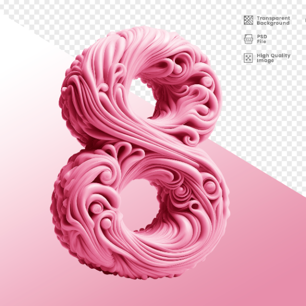 DIA DA MULHER -  ELEMENTO 3D NÚMERO 8 PARA COMPOSIÇÃO