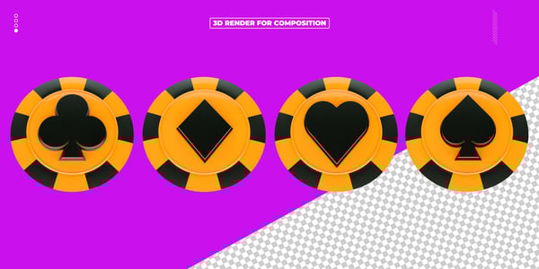 ELEMENTO 3D CASSINO FICHA POKER 4 NAIPES