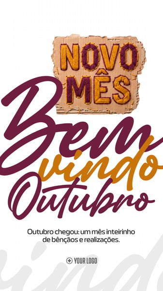 NOVO MÊS BEM VINDO OUTUBRO POST SOCIAL MEDIA FLYER PSD EDITÁVEL STORY