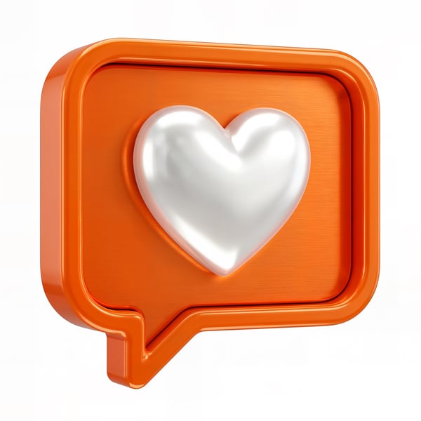 ICONE 3D COM CORAÇÃO NA COR LARANJA E BRANCO 2
