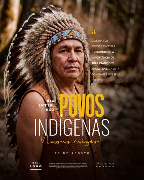 DIA INTERNACIONAL DOS POVOS INDÍGENAS 09 DE AGOSTO SOCIAL MEDIA PSD EDITÁVEL