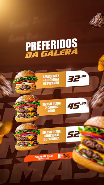 POSTER PARA STORY COM CARDÁPIO DE HAMBURGERIA TEMPLATE