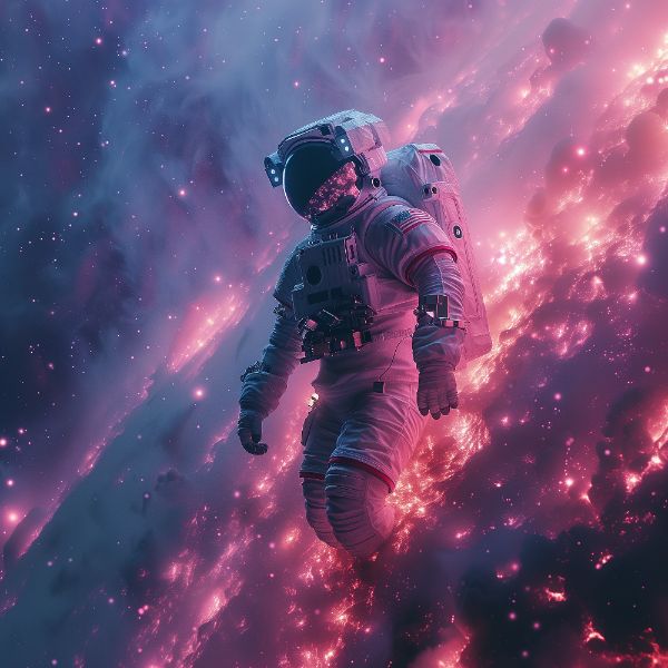 ASTRONAUTA NA ESPAÇO | COM LUZES NEON | FAÍSCAS | IMAGEM BACKGROUND