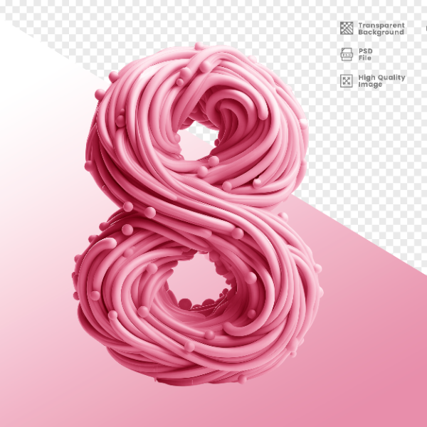 DIA DA MULHER -  ELEMENTO 3D NÚMERO 8 PARA COMPOSIÇÃO