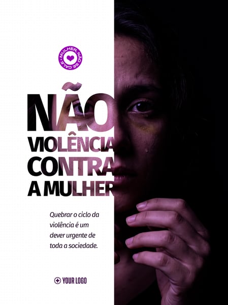 CAMPANHA NÃO VIOLÊNCIA CONTRA MULHER SOCIAL MEDIA FLYER PSD EDITÁVEL