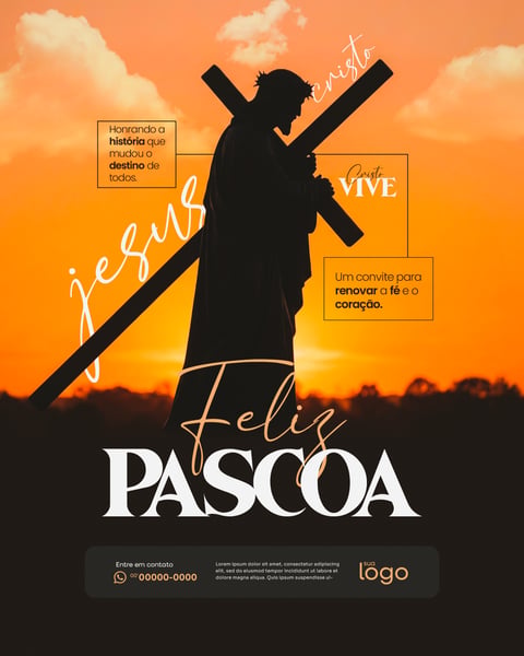 FELIZ PÁSCOA SOCIAL MEDIA HONRANDO A HISTÓRIA SEMANA SANTA PSD EDITÁVEL