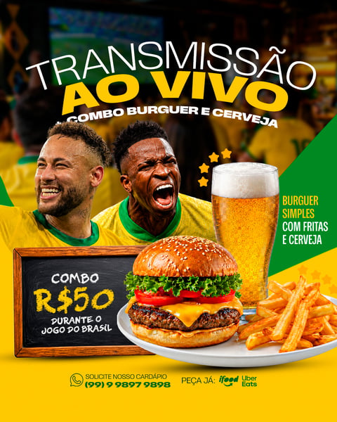 SOCIAL MEDIA BAR COPA TRANSMISSÃO AO VIVO PSD EDITÁVEL