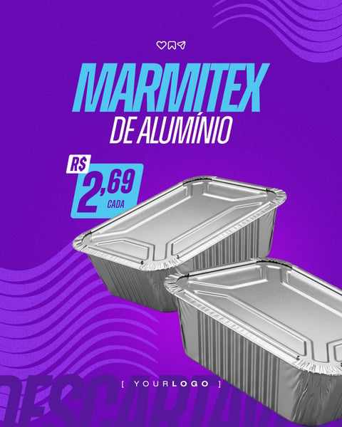 Marmitex de Alumínio Embalagem Descartável PSD Editável