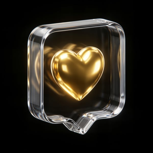 ELEMENTO 3D ÍCONE COM CORAÇÃO DOURADO 01