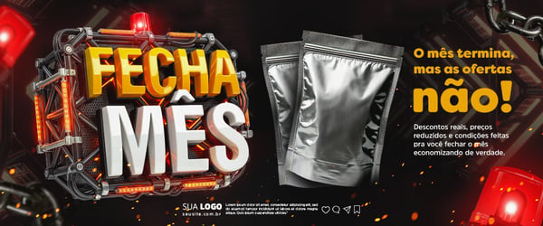 Fecha Mês Selo 3D Banner Social Media PSD Editável