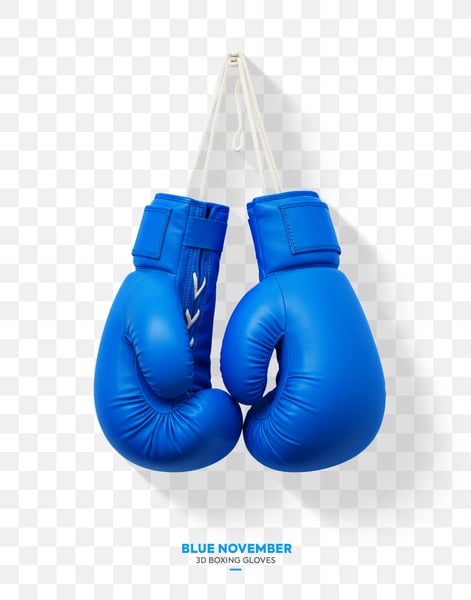 Luva de Boxe Azul Pendurada por Corda Elemento 3D PNG Transparente