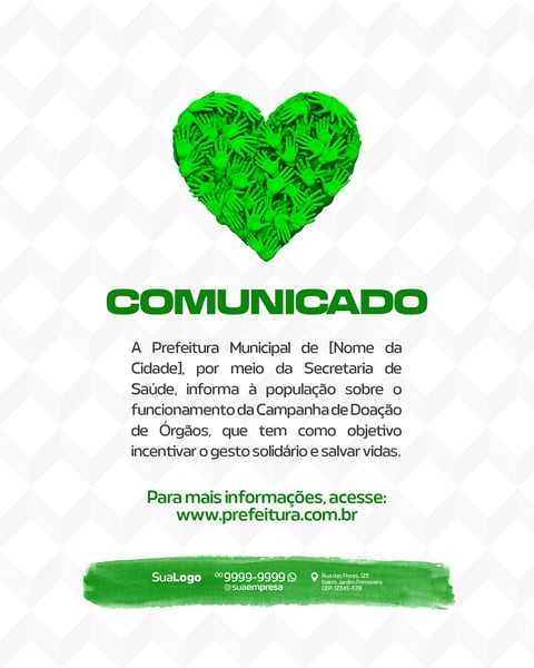 CAMPANHA SOBRE A DOAÇÃO DE ÓRGÃO SETEMBRO VERDE SOCIAL MEDIA PSD EDITÁVEL 10