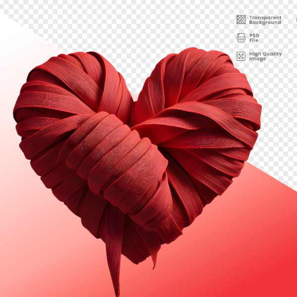 CORAÇÃO DE FITA -  ELEMENTO 3D CORAÇÃO  PARA COMPOSIÇÃO