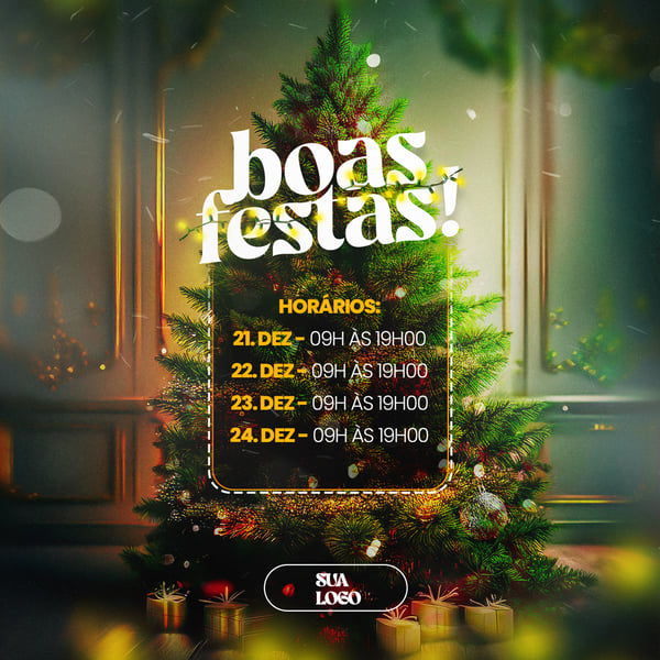 FELIZ NATAL 25 DE DEZEMBRO AVISO INFORME HORÁRIO COMUNICADO SOCIAL MEDIA PSD EDITÁVEL