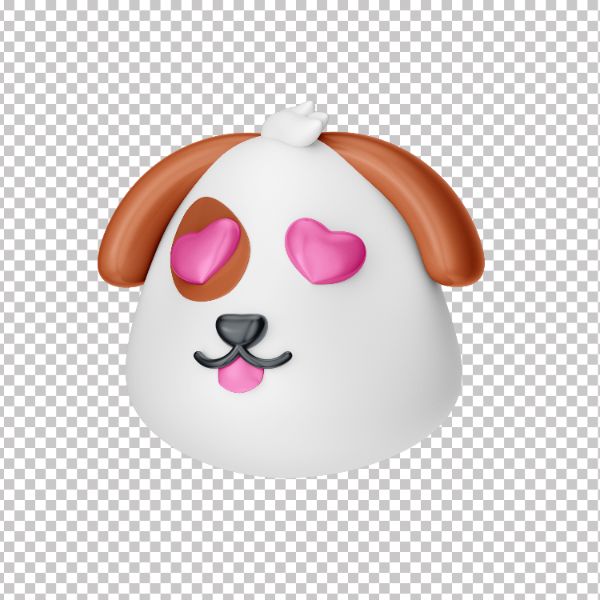 ASSET 3D - EMOJI CACHORRO EM 3D COM FUNDO TRANSPARENTE
