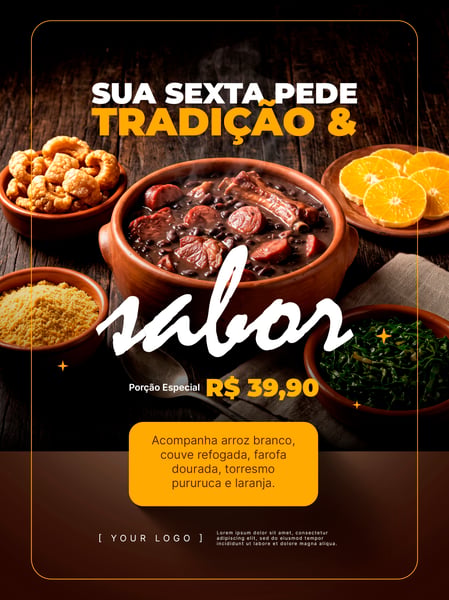FEIJOADA COMPLETA DE SEXTA SOCIAL MEDIA FLYER PSD EDITÁVEL