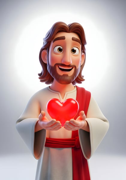 JESUS CRISTO SEGURANDO UM CORAÇÃO VERMELHO PERSONAGEM 3D 02