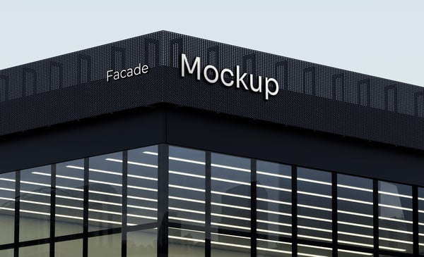 FACHADA DE EMPRESA MOCKUP PARA LOGO EM 3D PSD