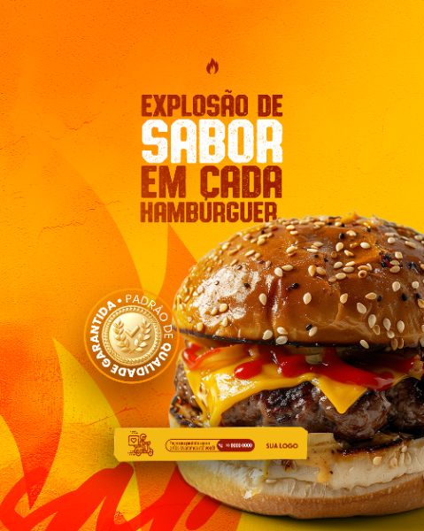 SOCIAL MEDIA - HAMBURGUERIA - EXPLOSÃO DE SABOR EM CADA HAMBÚRGUER