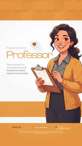 DIA DO PROFESSOR HOMENAGEM EDUCAÇÃO ESCOLAR SOCIAL MEDIA PSD EDITÁVEL 4 STORY