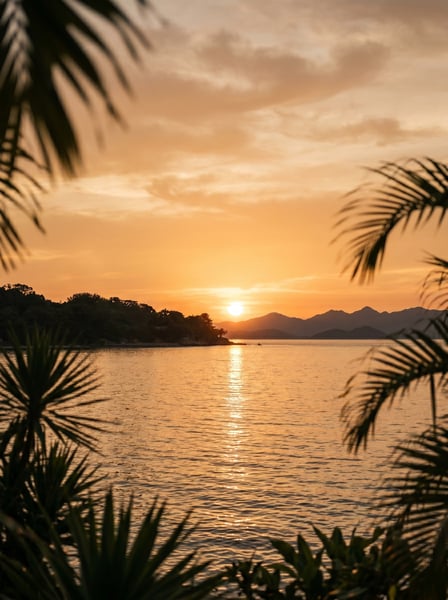 TEXTURA ÁGUA OCEANO POR DO SOL LARANJA PARA FUNDO TROPICAL