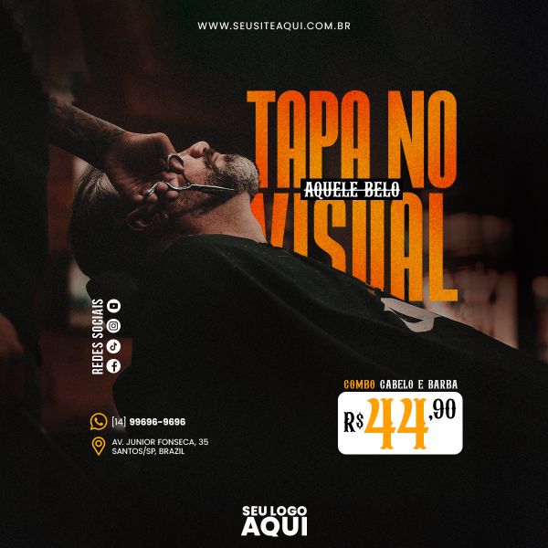 BARBEARIA, BARBEIRO, CABELELEIRO - SOCIAL MEDIA - PSD EDITÁVEL
