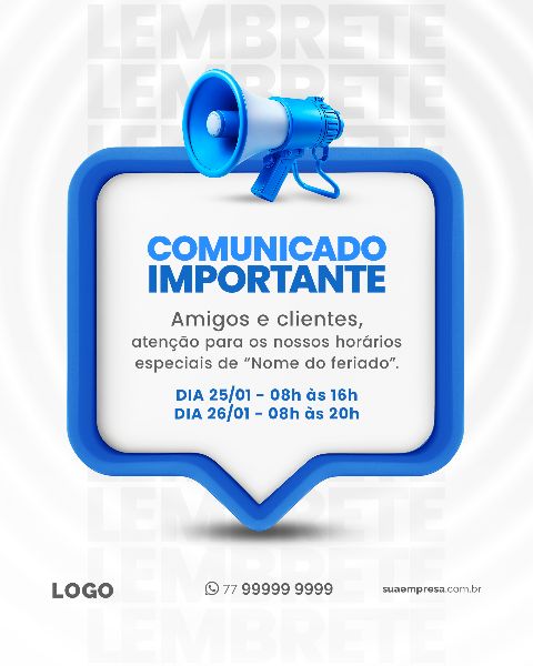 SOCIAL MEDIA PARA AVISOS E COMUNICADOS - AZUL