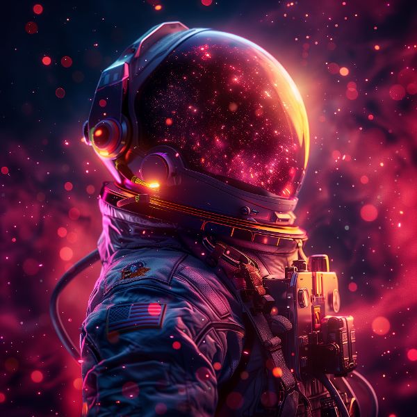 ASTRONAUTA NA ESPAÇO | COM LUZES NEON | FAÍSCAS | IMAGEM BACKGROUND