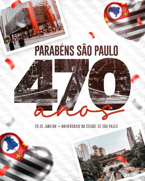 SOCIAL MEDIA ANIVERSÁRIO SÃO PAULO - PARABÉNS SAMPA