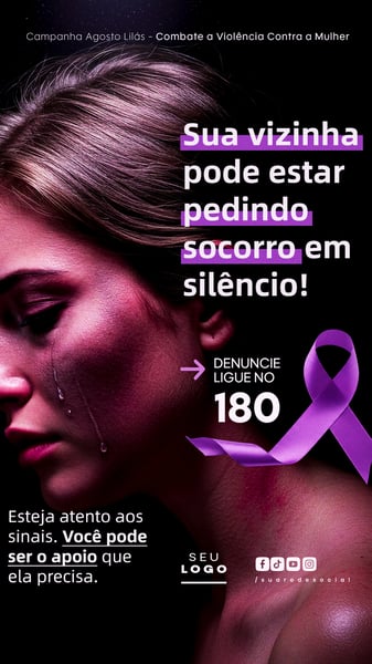 AGOSTO LILÁS CAMPANHA DE CONSCIENTIZAÇÃO AO COMBATE A VIOLÊNCIA CONTRA A MULHER SOCIAL MEDIA PSD EDITÁVEL STORY 5