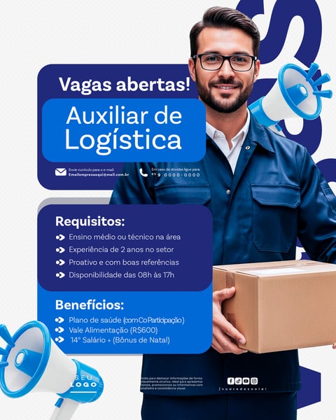 Recrutamento EMPREGO TEMOS VAGAS ABERTAS CONTRATAÇÃO SOCIAL MEDIA PSD EDITÁVEL 17