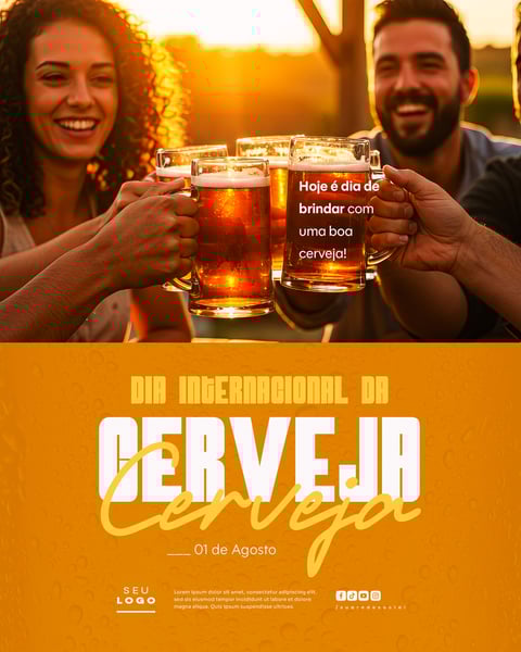 DIA INTERNACIONAL DA CERVEJA 01 DE AGOSTO SOCIAL MEDIA PSD EDITÁVEL 1