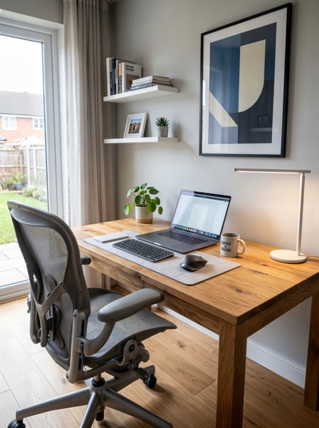 ESCRITÓRIO HOME OFFICE COM DESKTOP E CADEIRA 3