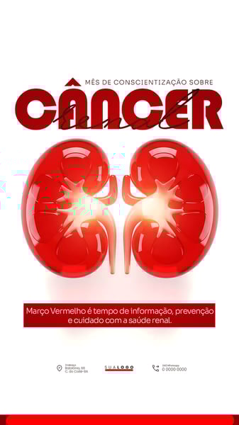 MARÇO VERMELHO CAMPANHA DE CONSCIENTIZAÇÃO SOBRE O CÂNCER RENAL PSD EDITÁVEL 2