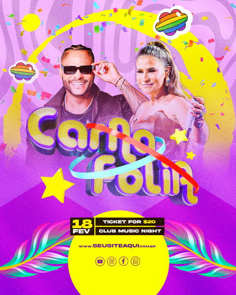 FLYER EVENTO CARNAFOLIA CARNAVAL PSD EDITÁVEL