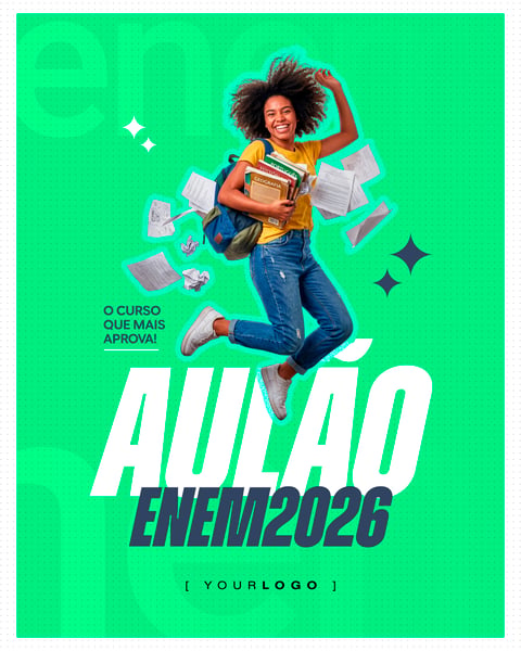 FLYER DE AULÃO PREPARATÓRIO PARA O ENEM PSD EDITÁVEL
