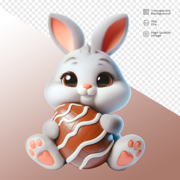 COELHO DA PÁSCOA  ELEMENTO 3D PARA COMPOSIÇÃO - COELHO COM CHOCOLATE
