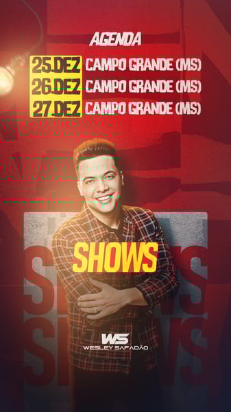 FLYER EVENTO AGENDA SHOW WESLEY SAFADÃO PSD STORY 5