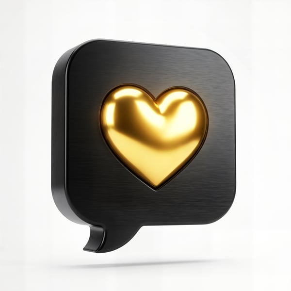 ELEMENTO 3D ICONE COM CORAÇÃO DOURADO 12