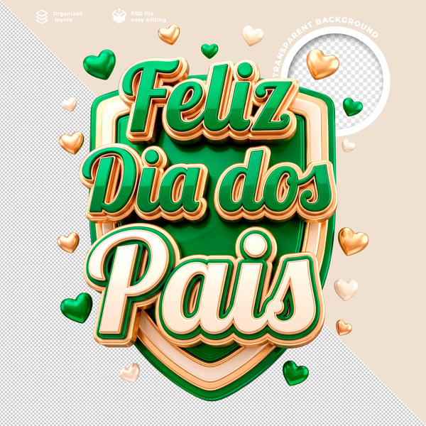 POST FEED DIA DOS PAIS FESTIVO MODERNO VERDE DOURADO PSD EDITÁVEL
