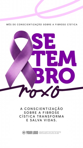 SETEMBRO ROXO FIBROSE CÍSTICA SOCIAL MEDIA FLYER PSD EDITÁVEL STORY