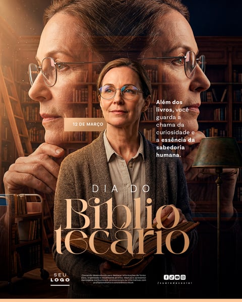DIA DO BIBLIOTECÁRIO 12 DE MARÇO SOCIAL MEDIA PSD EDITÁVEL 3