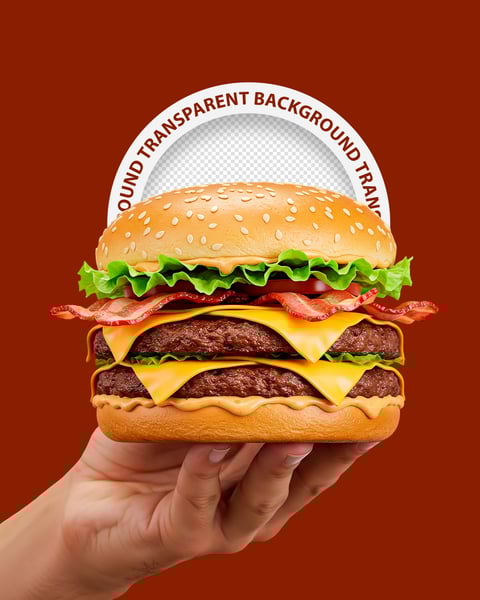 MÃO SEGURANDO UM HAMBÚRGUER